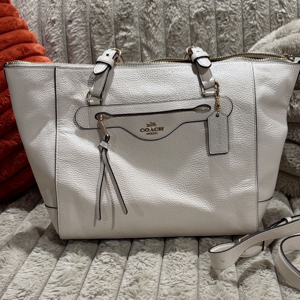 Coach Cream Leather Tote Bag